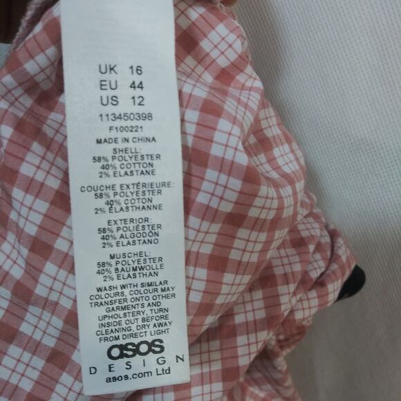 ASOS DESIGN Casual Flare Pants in Pink Check Size 12 - Picture 8 of 8